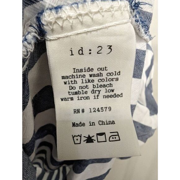 id:23 by Sneak Peek Front Tie Short Sleeves with Front Pocket Button Down Stripp - Picture 4 of 6